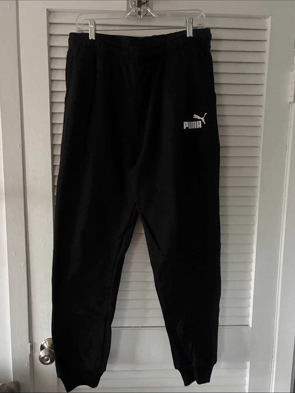 Puma Black Jogger Sweatpants with White Logo Size XL